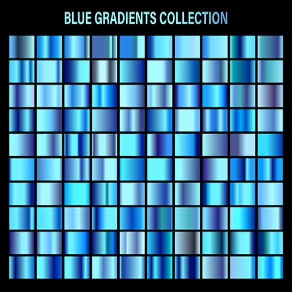 Blue Azure Glossy Gradient Metal Foil Texture Color Swatch Set Collection High Quality Vector
