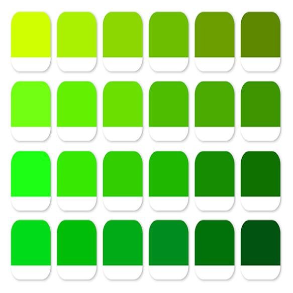 Green Gradient Palette Square Color Swatches With White Base Various Shades Green Vector Illustratio