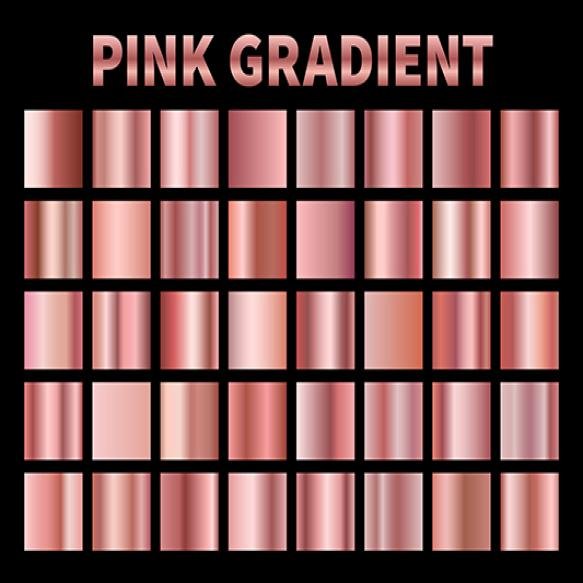 Pink Metallic Gradients Golden Rose Gradient Foil Shiny Roses Metallic Plate Border Frame Ribbon Cov