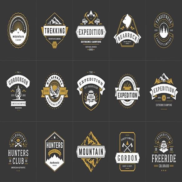 Camping Logos Badges Templates Vector Design Elements Silhouettes Set (1)
