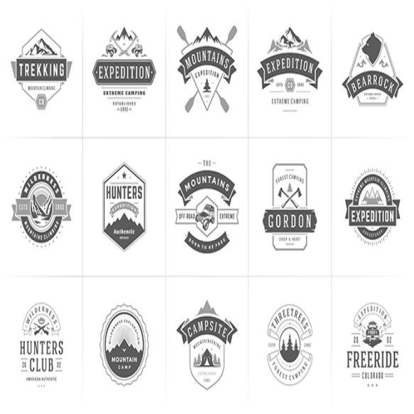 Camping Logos Badges Templates Vector Design Elements Silhouettes Set (2)