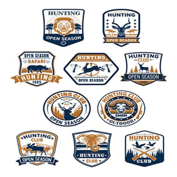 Hunting Sport Club African Safari Badge Set