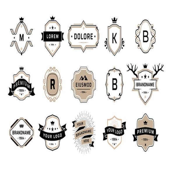 Quality Emblem Premium Vintage Badges Luxury Brand Stamps Graphic Business Logos With Ribbons Crowns