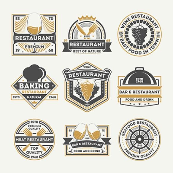 Restaurant Vintage Isolated Label Set