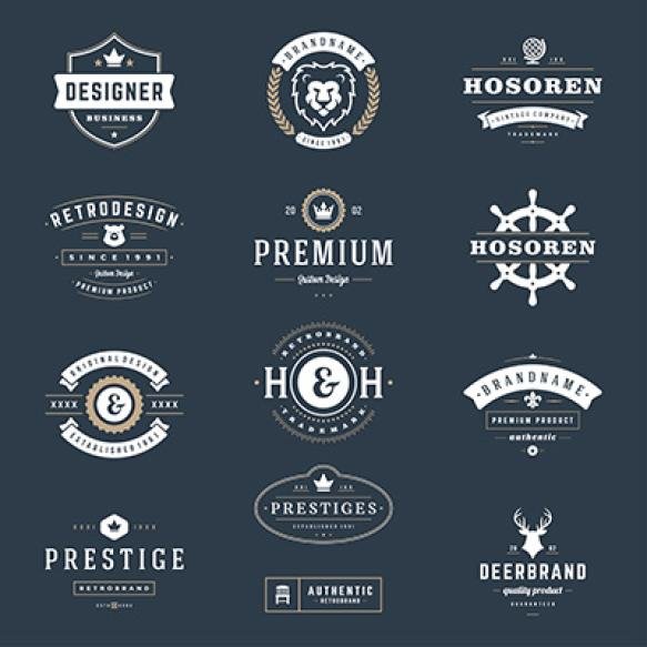 Retro Vintage Badges Logos Set Vector Design Elements