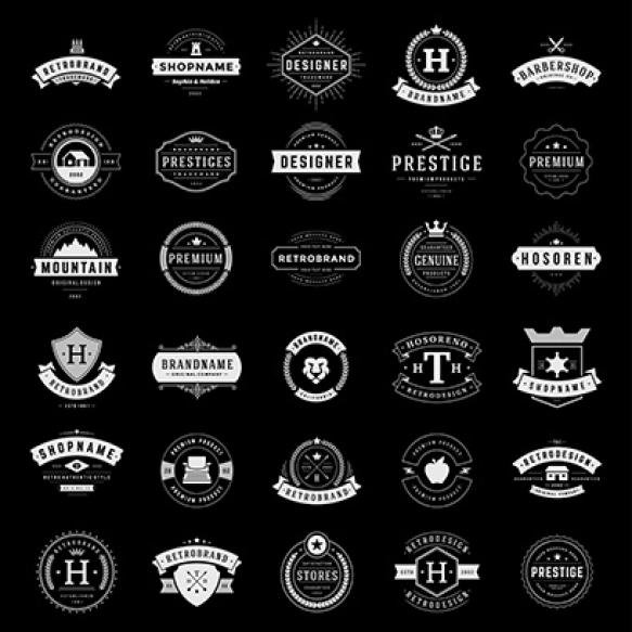 Retro Vintage Logotypes Badges Set Typopgraphic Design Elements Vector