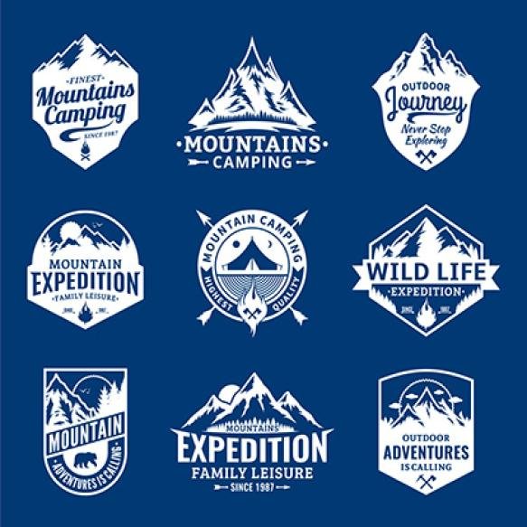 Set Vector Mountain Outdoor Adventures Logo
