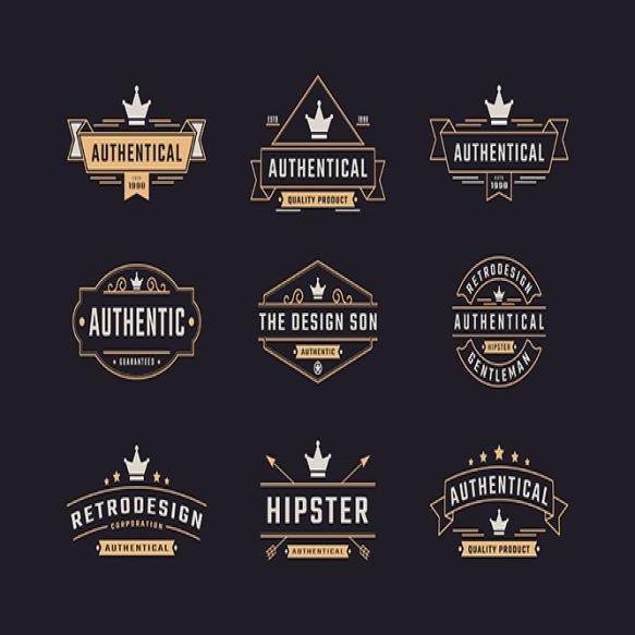 Set Vintage Retro Badges Silhouettes Logo Design Element