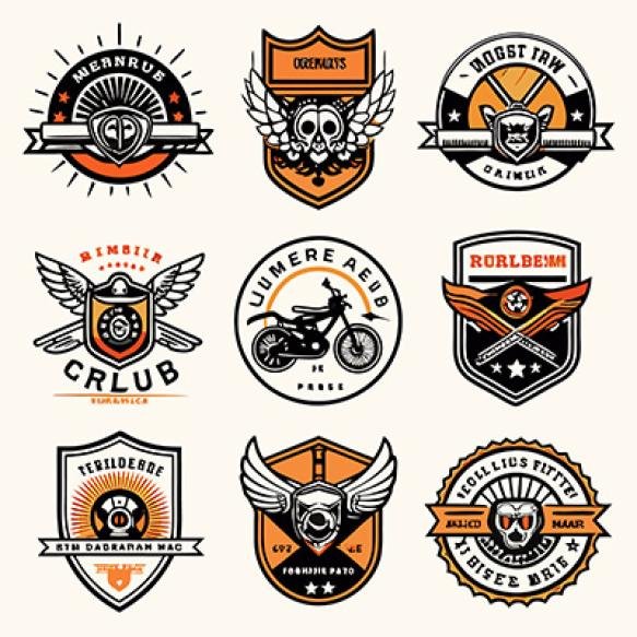 Unique Custom Motorcycle Logos Badges Cool Biker Club Emblems With Skulls Motorbikes
