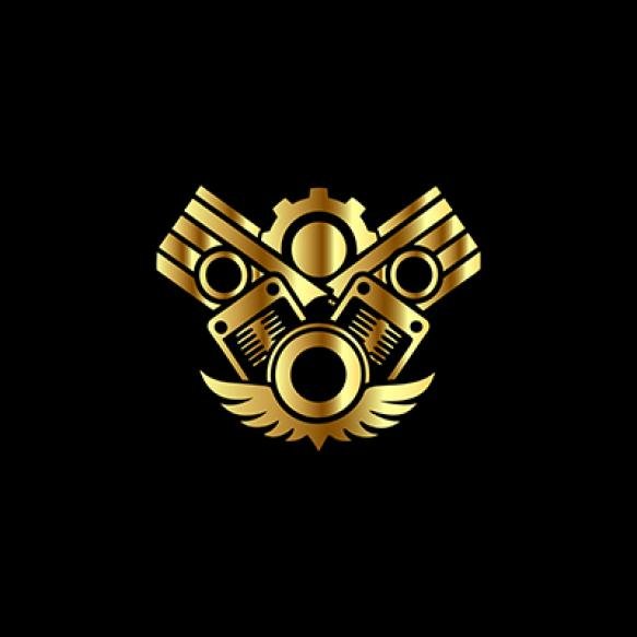 Automotive Engine Logo Design Template Vector Illustration Black Background Mechanical Gear Log (2)