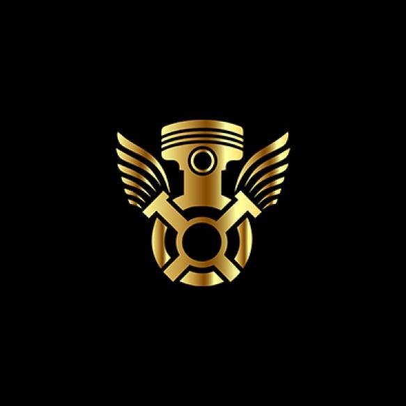Automotive Engine Logo Design Template Vector Illustration Black Background Mechanical Gear Log (4)