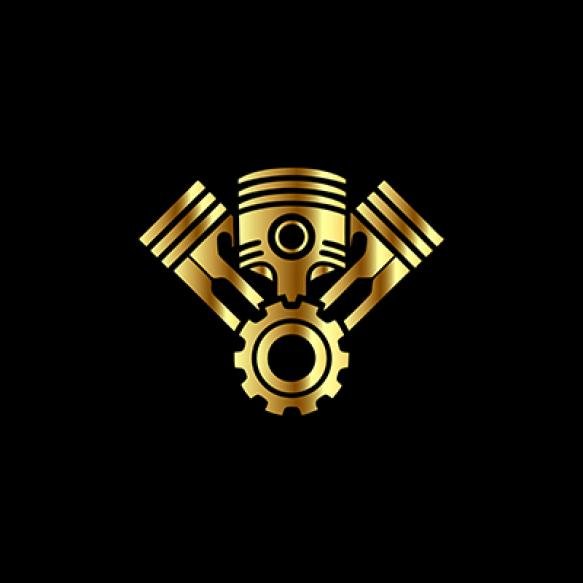 Automotive Engine Logo Design Template Vector Illustration Black Background Mechanical Gear Log