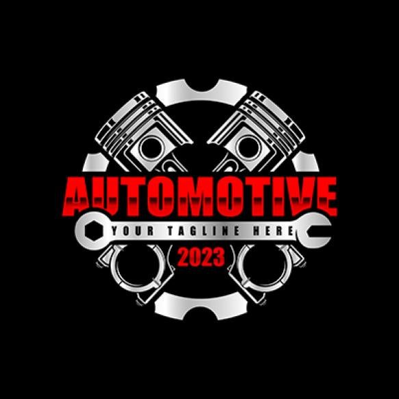 Automotive Wrench With Piston Logo Design Vector