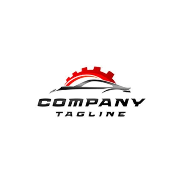 Car Silhouette With Gear Accent Logo Design