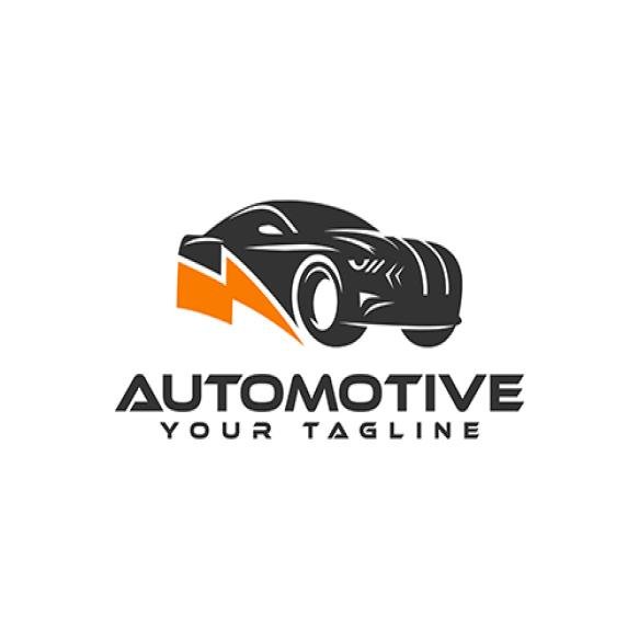 Car With Lightning Minimal Logo Design Template Vector Automobile Logo