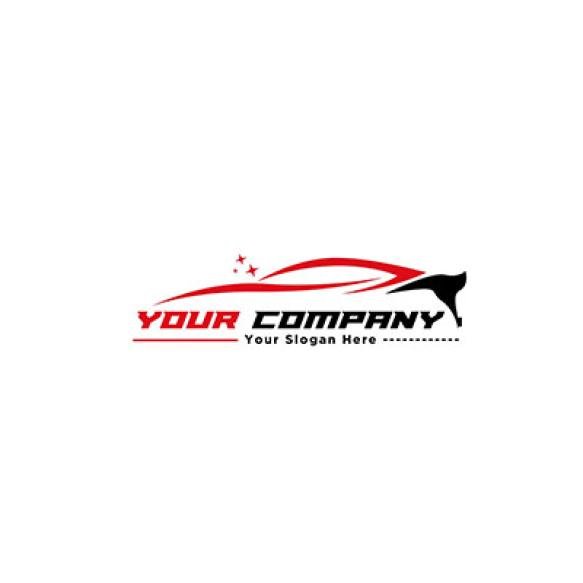 Flat Red Black Sport Car Logo Design Silhouette Line Abstract
