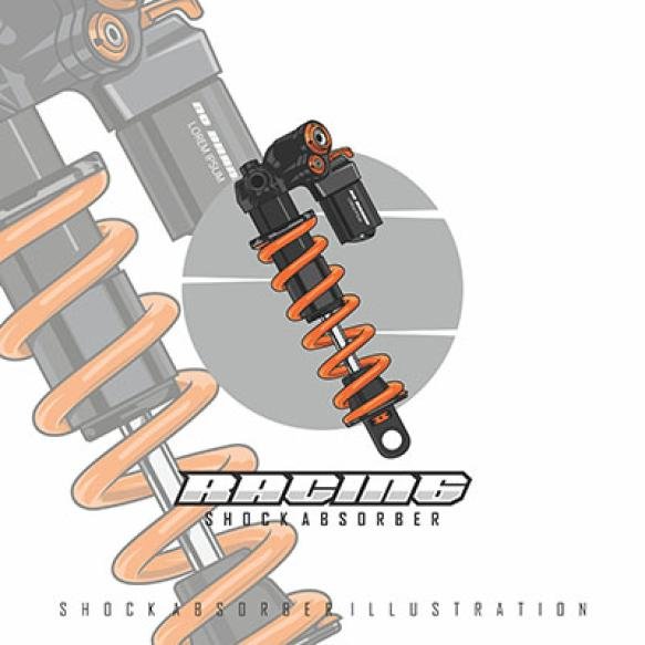 Poster Racings Shows Mechanical Arm White Background