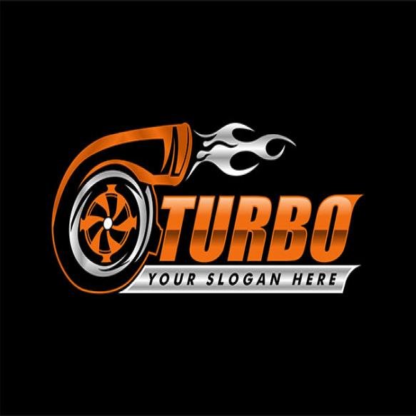 Turbo Diesel Performance Logo Template Emblem Automotive Black Background
