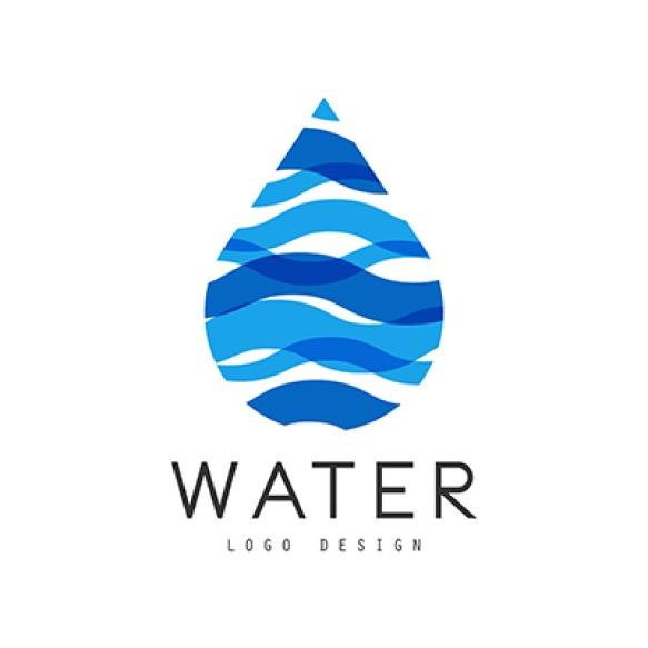 Water Logo Design Corporate Identity Template With Blue Drop Ecology Element Poster Banner Card Pres