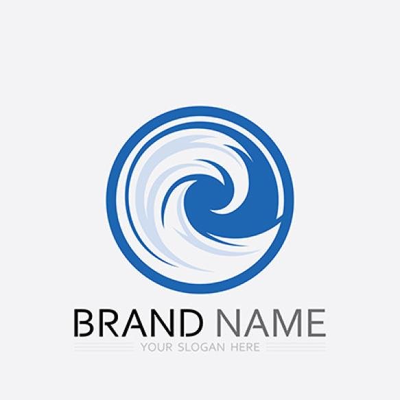Wave Water Isolated Round Shape Logo Blue Color Sea Ocean River Surface