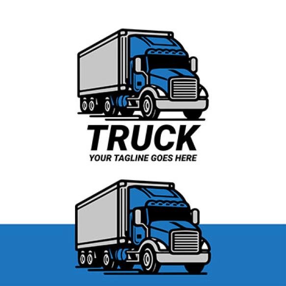 Modern Trailer Truck Logo Trucking Company