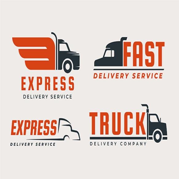 Set Flat Design Truck Logos
