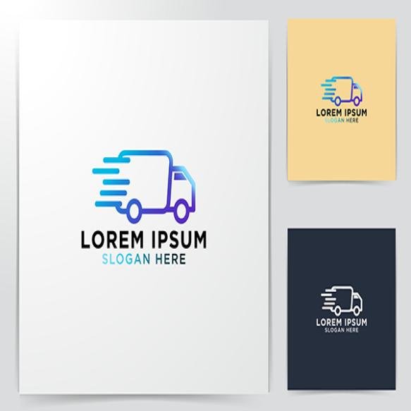 Truck Fast Delivery Packaging Logo Design Vector Illustration
