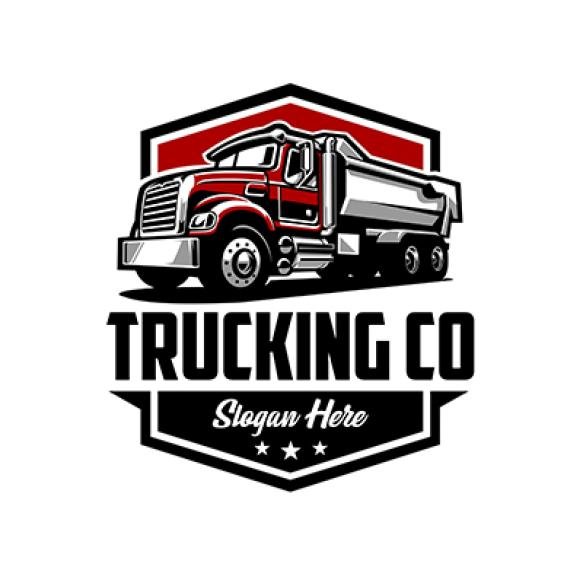 Trucking Company Badge Logo Semi Truck Logo 18 Wheeler Ready Made Logo Template Set Vector