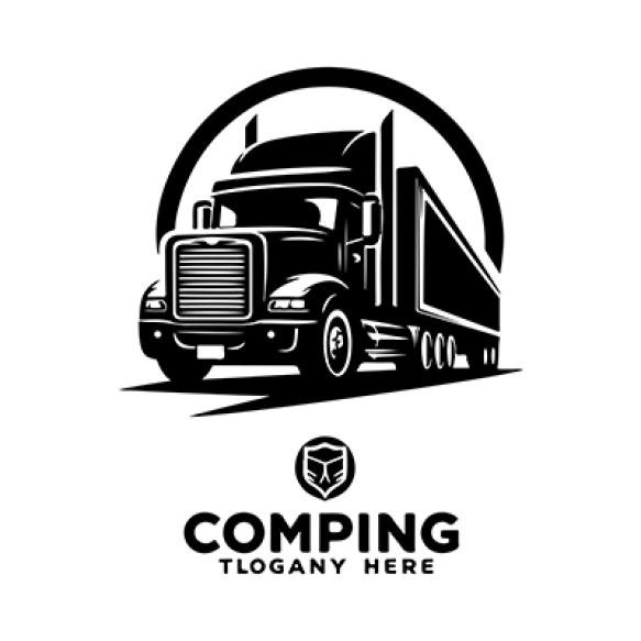Truck Vector Truck Logo Icon Car Cargo Cabin Silhouette White Background
