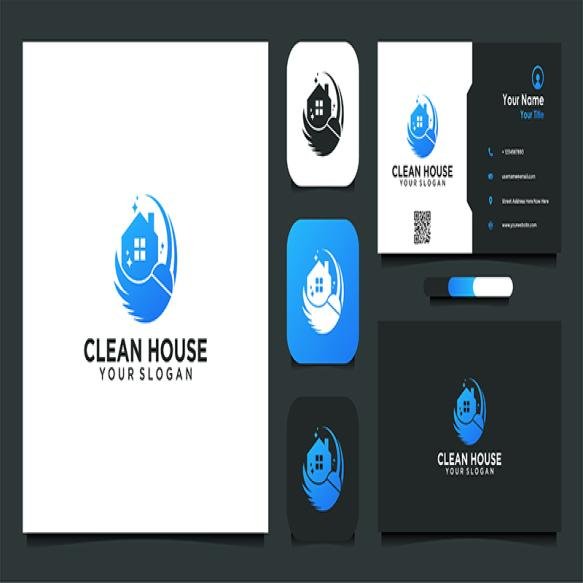 Cleaning House Logo Business Card Design