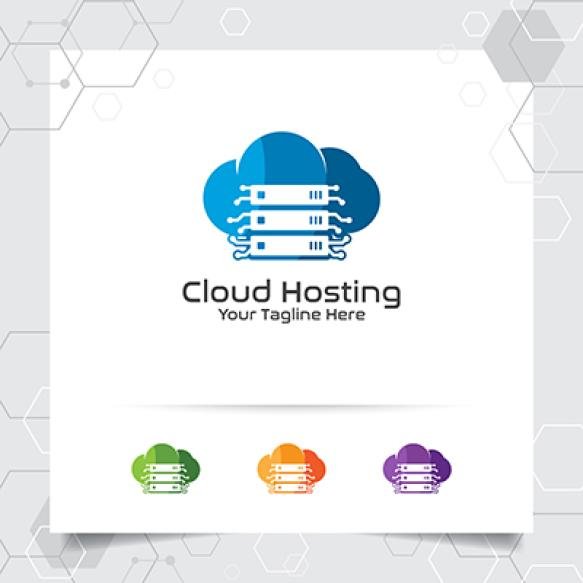 Cloud Hosting Logo Vector Design With Concept Server Cloud Icon Cloud Server Vector Illustration Hos (1)