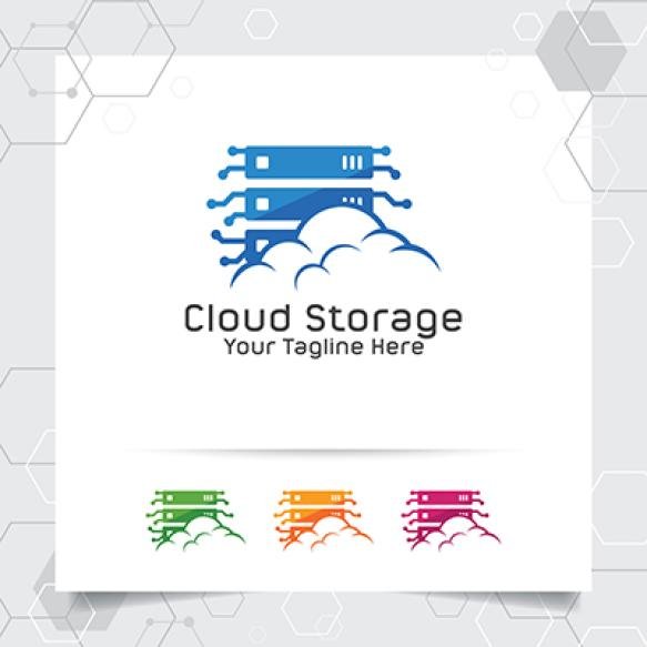 Cloud Hosting Logo Vector Design With Concept Server Cloud Icon Cloud Server Vector Illustration Hos