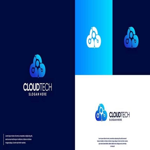 Cloud Molecule Spark Network Connection Modern Technology Logo Design Inspiration