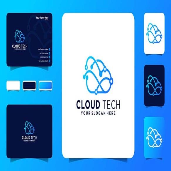Data Technology Cloud Logo Design Inspiration With Interconnected Connection Lines