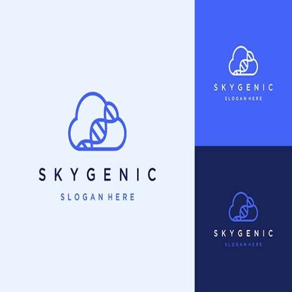 Health Technology Design Logo Cloud With Dna