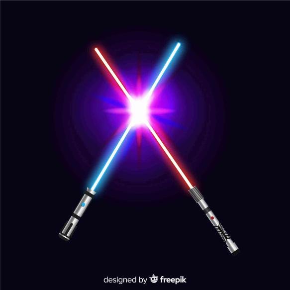 Modern Composition With Two Crossed Light Swords