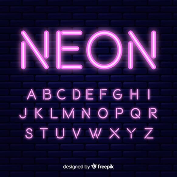 Neon Alphabet Template Flat Design