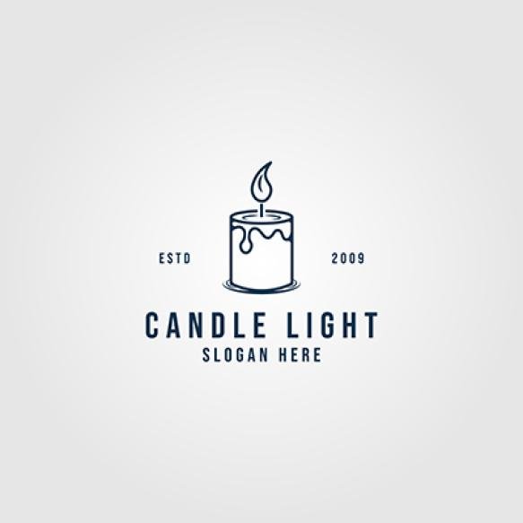 Candle Light Line Art Logo Minimalist Vector Illustration Design Logo