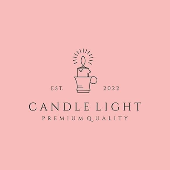 Cup Candle Light Line Logo Vector Symbol Illustration Design