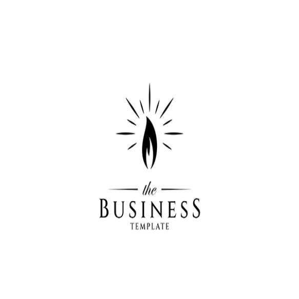 Glowing Candle Flame Silhouette Logo Flat Design Style