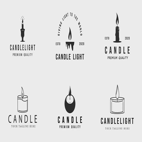 Set Candle Logo Line Art Simple Vector Minimalist Illustration Template Icon Graphic Design