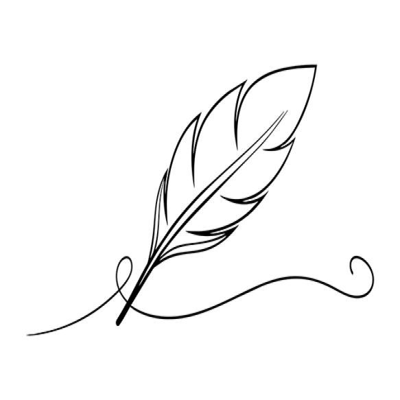 Bird Feather One Line Continuous Line Art Illustration White Background