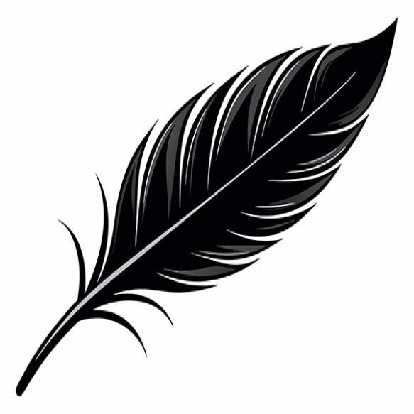 Black Feather With White Background That Says Feather