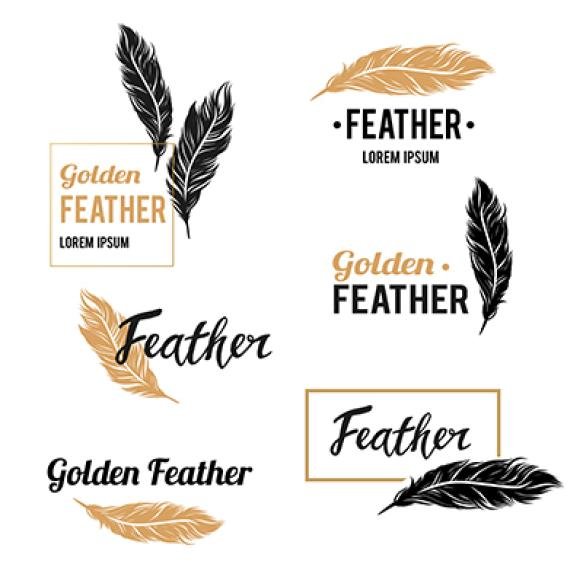 Feather Symbols Collection With Golden Design Elements (1)