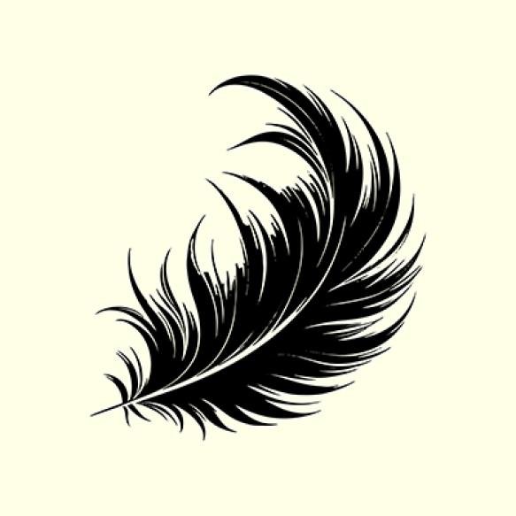 Vector Silhouette Black Bird Feather With Transparent Background