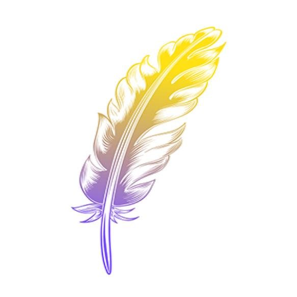 Vintage Color Feather Isolated White Background