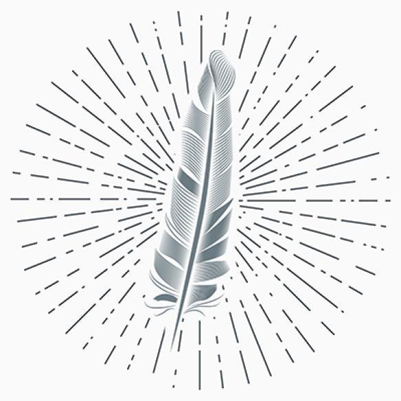 Vintage Illustration With Sun Rays Feather
