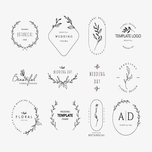 Beautiful Logos With Floral Ornaments Frames Beauty Industry Weddings Vector