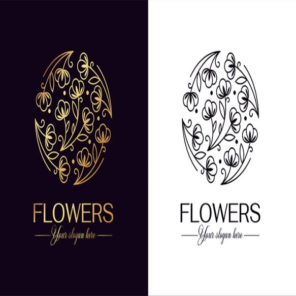 Flower Logo Cotton Flower Circle Cotton Flower Logo Trendy Linear Style Clothing Hotel Cosmetics Log