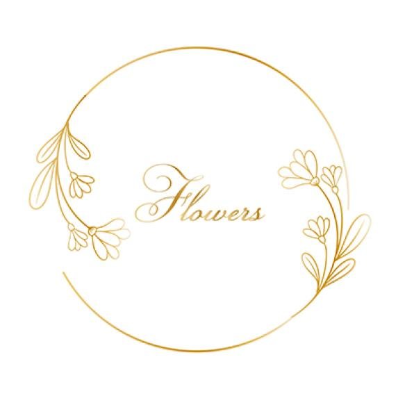 Hand Drawn Floral Plant Golden Round Border (1)